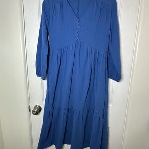 Elegant Blue Midi Maternity Dress